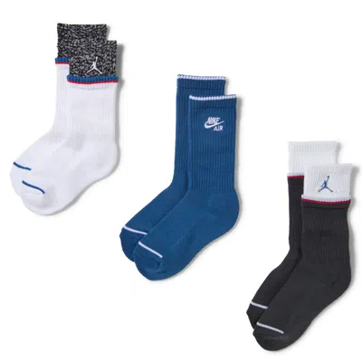 Jordan Kids' Aj3 Retro Crew Socks (3 Pairs) In Blue
