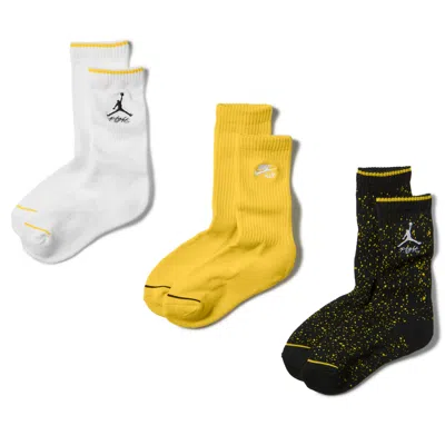 Jordan Kids' Aj4 Crew Socks (3 Pairs) In Yellow