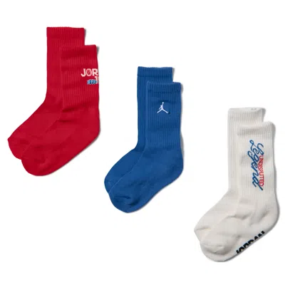 Jordan Kids' Americana Crew Socks (3 Pairs) In Red
