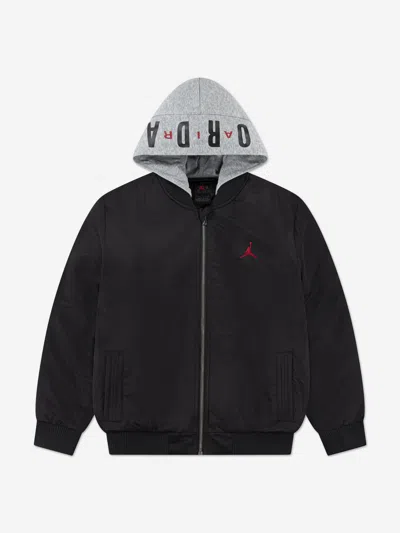 Jordan Kids Big Logo Hooded Bomber Jacket In Black