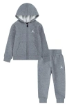 Jordan Kids' Brooklyn Fleece Full Zip Hoodie & Joggers Set In Gray
