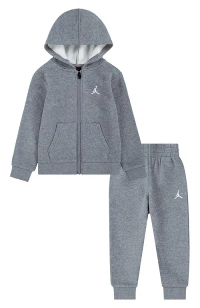 Jordan Kids' Brooklyn Fleece Full Zip Hoodie & Joggers Set In Gray