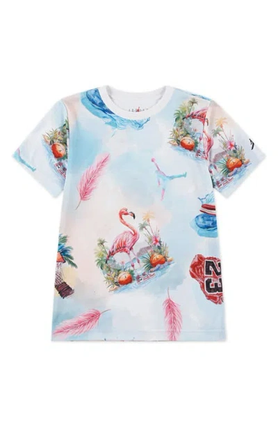 Jordan Kids' Flamingo Print T-shirt In White