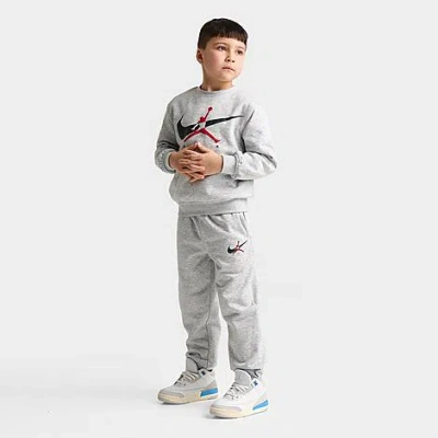 Jordan Kids #jm Swoosh Crew Set In Gray