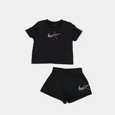 Jordan Kids #jm Swoosh Tee Short Set In Black