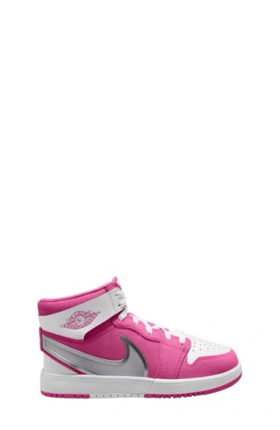 Jordan Kids'  1 Mid Easyon Sneaker In Fire Pink/white