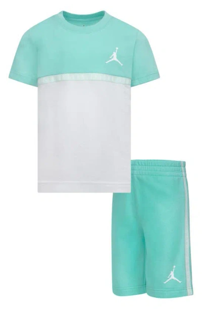 Jordan Kids' Jumpman Colourblock T-shirt & Sweat Shorts Set In Emerald Rise