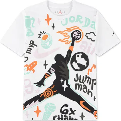 Jordan Kids' Merch Allover Print T-shirt In White