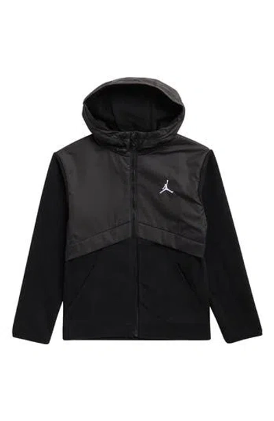 Jordan Kids' Mixed Media Fleece Jacket In Black