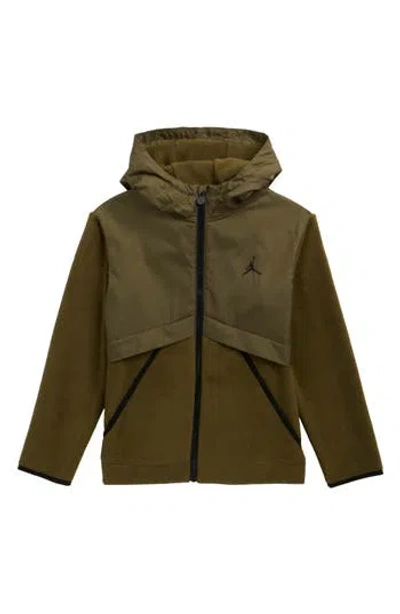 Jordan Kids' Mixed Media Fleece Jacket In Green