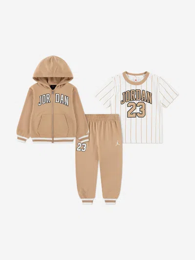 Jordan Kids Mj 23 Fz Tracksuit Set In Brown