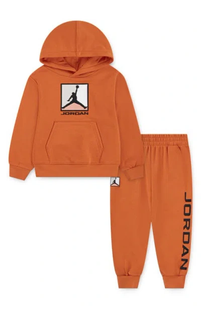 Jordan Kids' Mj Brushed Fleece Graphic Hoodie & Joggers Set In Brown