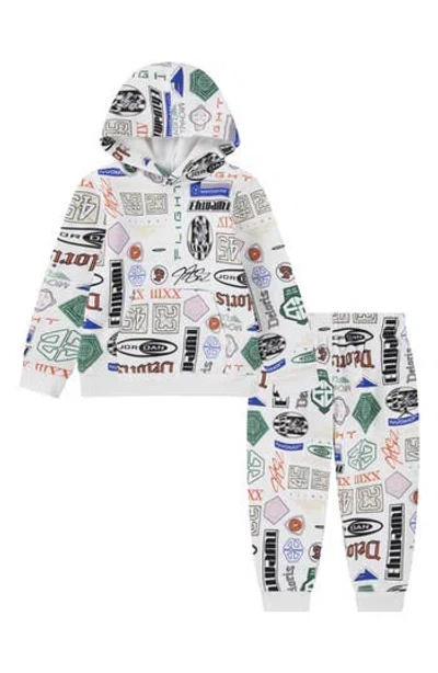 Jordan Kids' Mj Essentials Brooklyn Fleece Hoodie & Joggers Set In White
