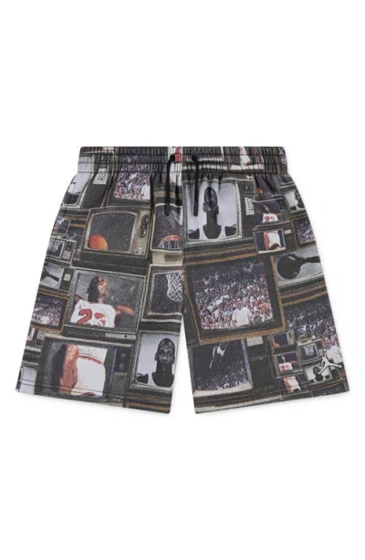 Jordan Kids' Mj Print Brooklyn Fleece Sweat Shorts In Black