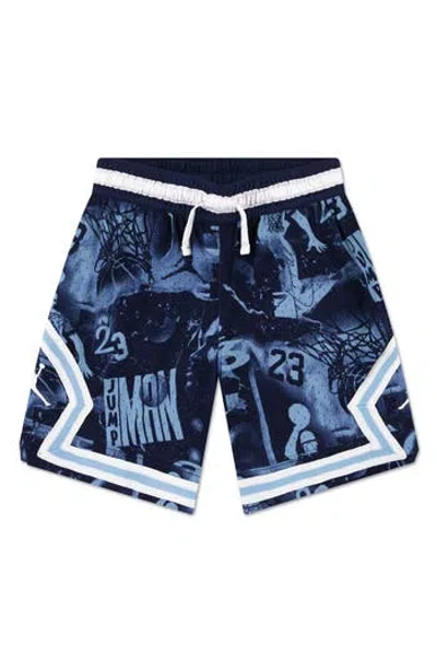 Jordan Kids' Print Dri-fit Mesh Basketball Shorts In Blue