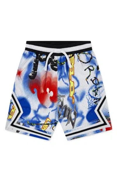 Jordan Kids' Print Dri-fit Mesh Basketball Shorts In Blue