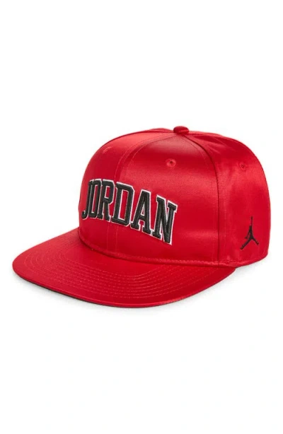 Jordan Kids' Satin Flat Brim Snapback Baseball Cap In Red