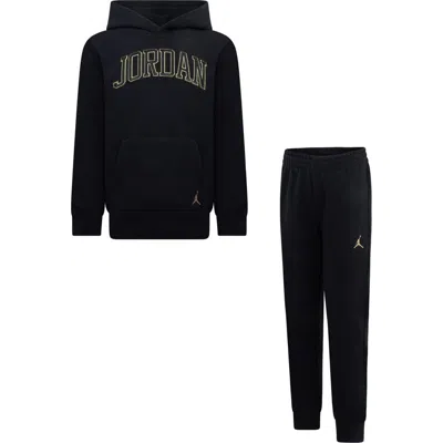 Jordan Kids' Little Boys "see Me Shine" Pullover Hoodie And Pants 2-piece Set In Black