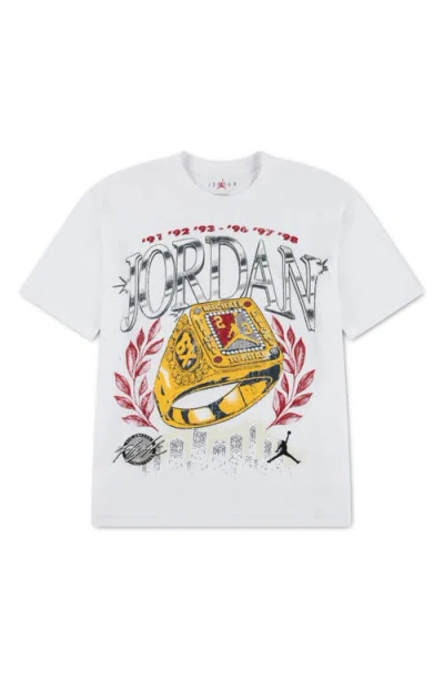 Jordan Kids' Skyline Rings Cotton Graphic T-shirt In White
