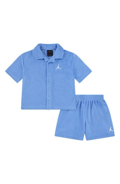 Jordan Babies'  Kids' Terry Cloth Camp Shirt & Shorts Set In Blue