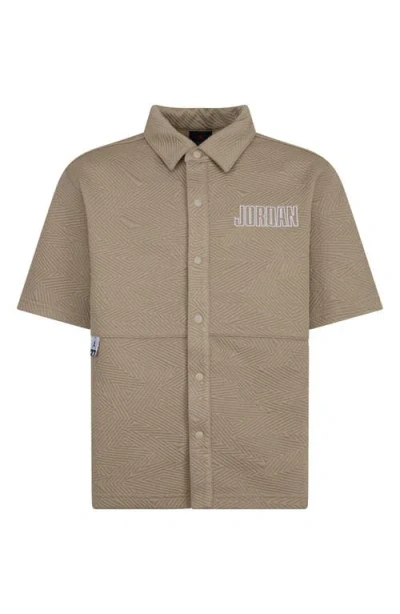 Jordan Kids' Textured Short Sleeve Knit Snap-up Shirt In Desert Camo