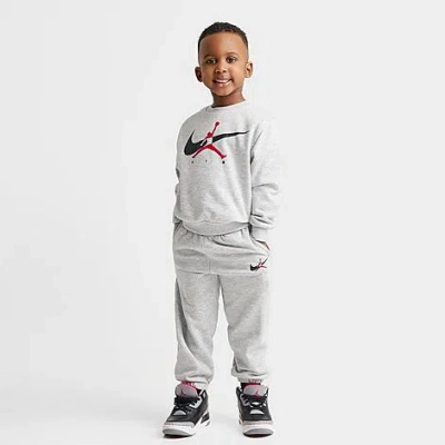 Jordan Babies' Kids Toddler Jumpman Swoosh Crewneck Sweatshirt And Jogger Pants Set In Gray