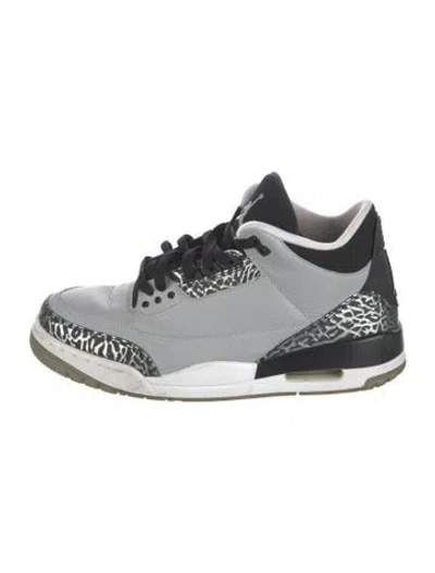 Pre-owned Jordan Leather Animal Print Athletic Sneakers In Grey