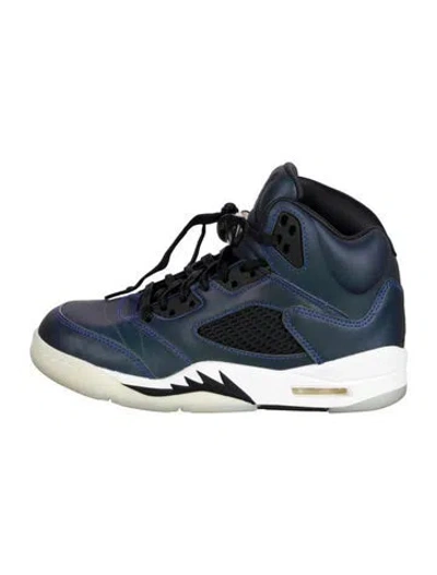 Pre-owned Jordan Leather Athletic Sneakers In Blue