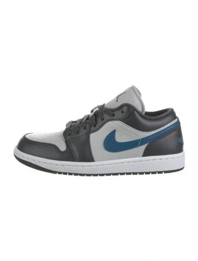 Pre-owned Jordan Leather Athletic Sneakers In Blue/grey/white