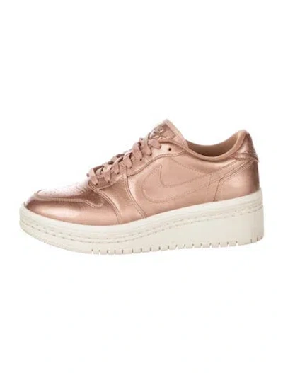 Pre-owned Jordan Leather Athletic Sneakers In Neutrals/pink