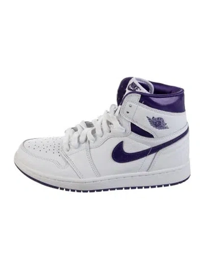 Pre-owned Jordan Leather Athletic Sneakers In Purple/white