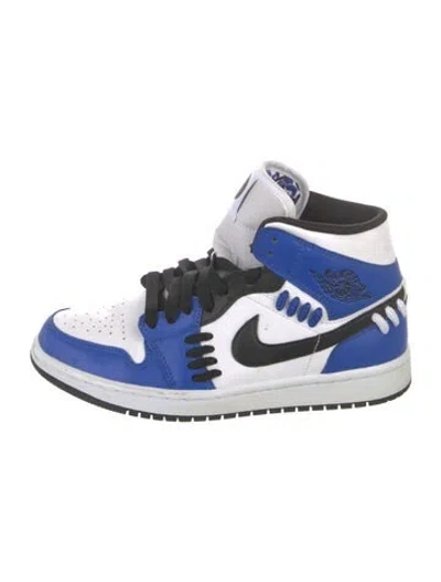 Pre-owned Jordan Leather Colorblock Pattern Athletic Sneakers In Blue