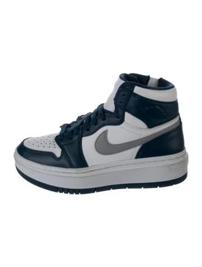 Pre-owned Jordan Leather Colorblock Pattern Athletic Sneakers In Blue