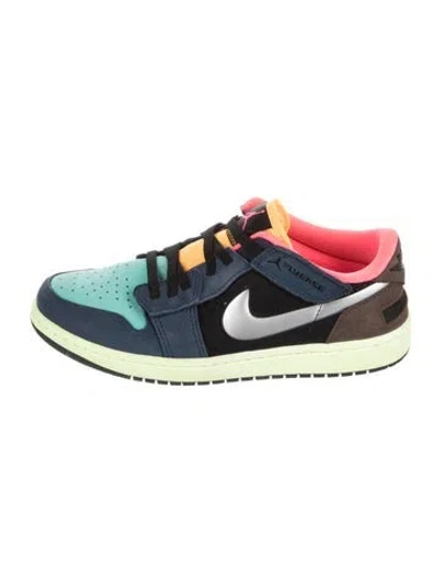 Pre-owned Jordan Leather Colorblock Pattern Athletic Sneakers In Blue
