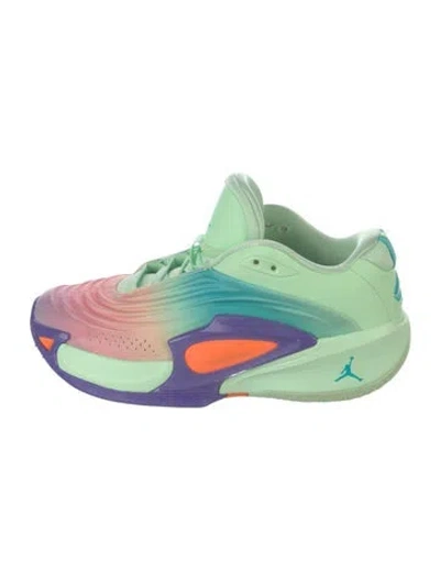 Pre-owned Jordan Leather Colorblock Pattern Athletic Sneakers In Green