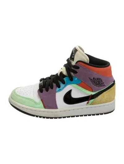 Pre-owned Jordan Leather Colorblock Pattern Athletic Sneakers In Multicolor