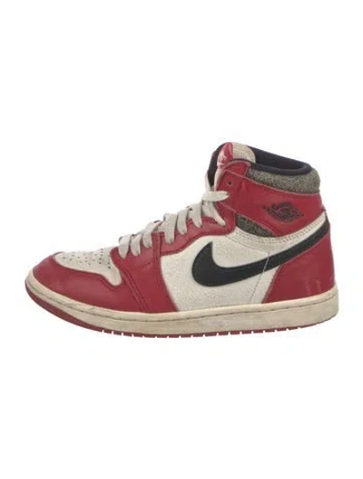 Pre-owned Jordan Leather Colorblock Pattern Athletic Sneakers In Red