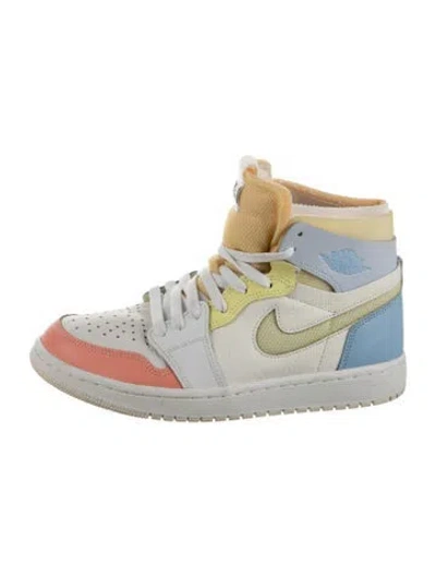 Pre-owned Jordan Leather Colorblock Pattern Athletic Sneakers In White