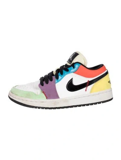 Pre-owned Jordan Leather Colorblock Pattern Athletic Sneakers In White