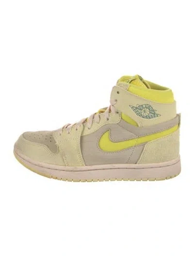 Pre-owned Jordan Leather Colorblock Pattern Athletic Sneakers In Yellow