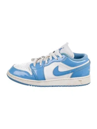 Pre-owned Jordan Leather Colorblock Pattern Sneakers In Blue
