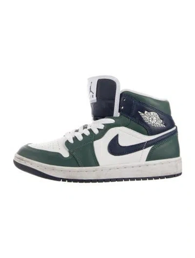 Pre-owned Jordan Leather Colorblock Pattern Sneakers In Blue