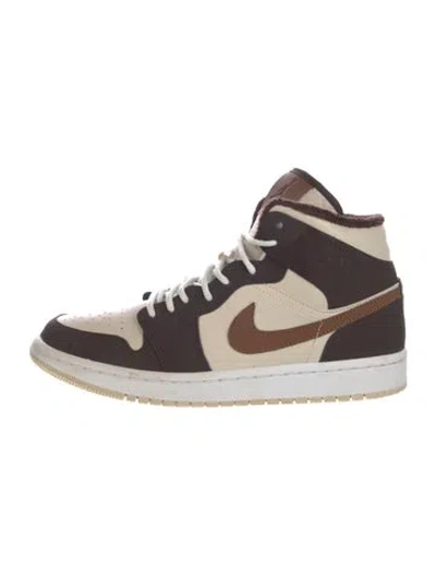 Pre-owned Jordan Leather Colorblock Pattern Sneakers In Brown