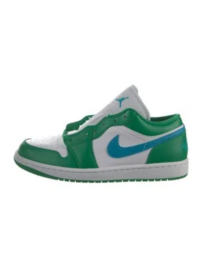 Pre-owned Jordan Leather Colorblock Pattern Sneakers In Green