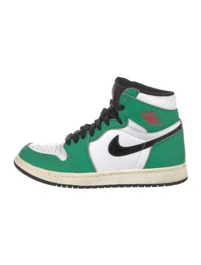 Pre-owned Jordan Leather Colorblock Pattern Sneakers In Green