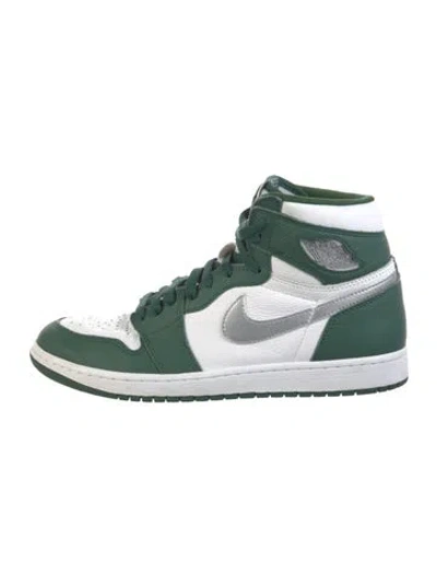 Pre-owned Jordan Leather Colorblock Pattern Sneakers In Green