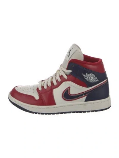 Pre-owned Jordan Leather Colorblock Pattern Sneakers In Red