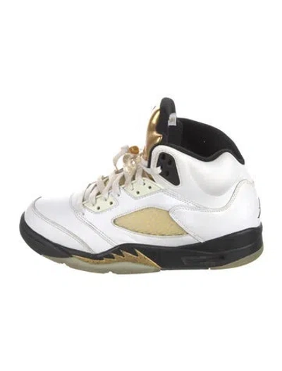 Pre-owned Jordan Leather Colorblock Pattern Sneakers In White