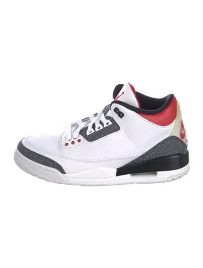 Pre-owned Jordan Leather Colorblock Pattern Sneakers In White