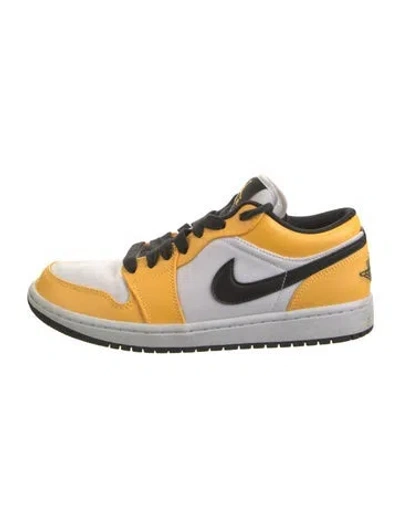 Pre-owned Jordan Leather Colorblock Pattern Sneakers In Yellow